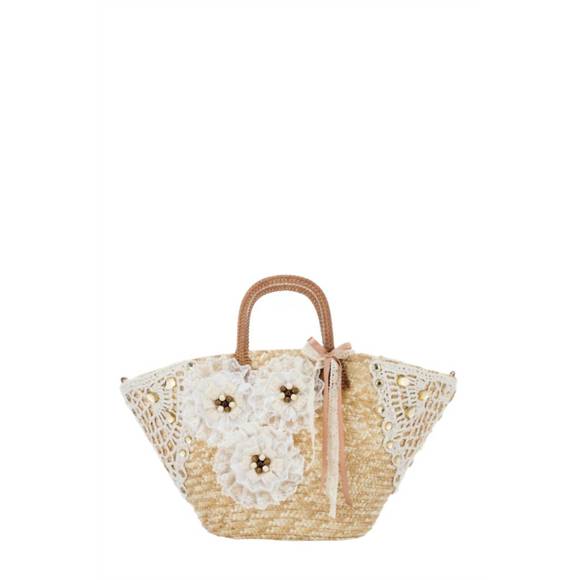 NEW ALEX MAX women\'s straw diva tote bag in beige